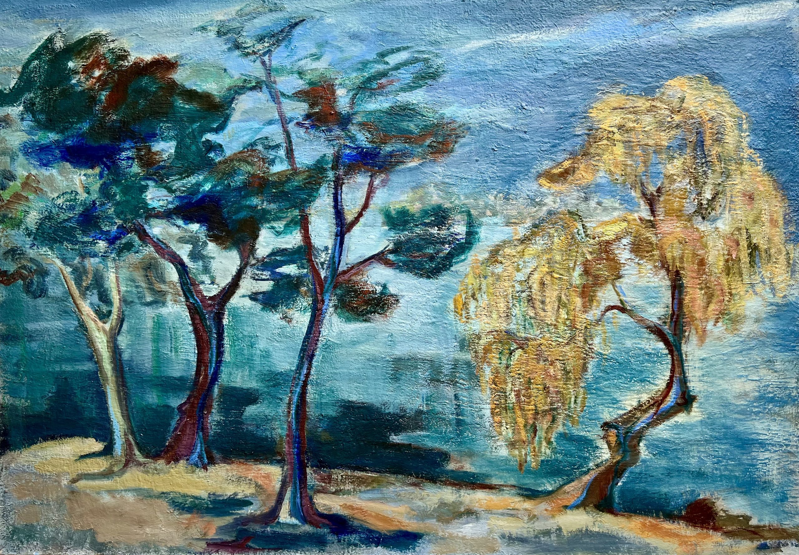 elisabeth-hahn-les-arbres-huile-sur-toile-paysage Elisabeth Hahn, Les Arbres, huile sur toile, paysage moderne aux arbres