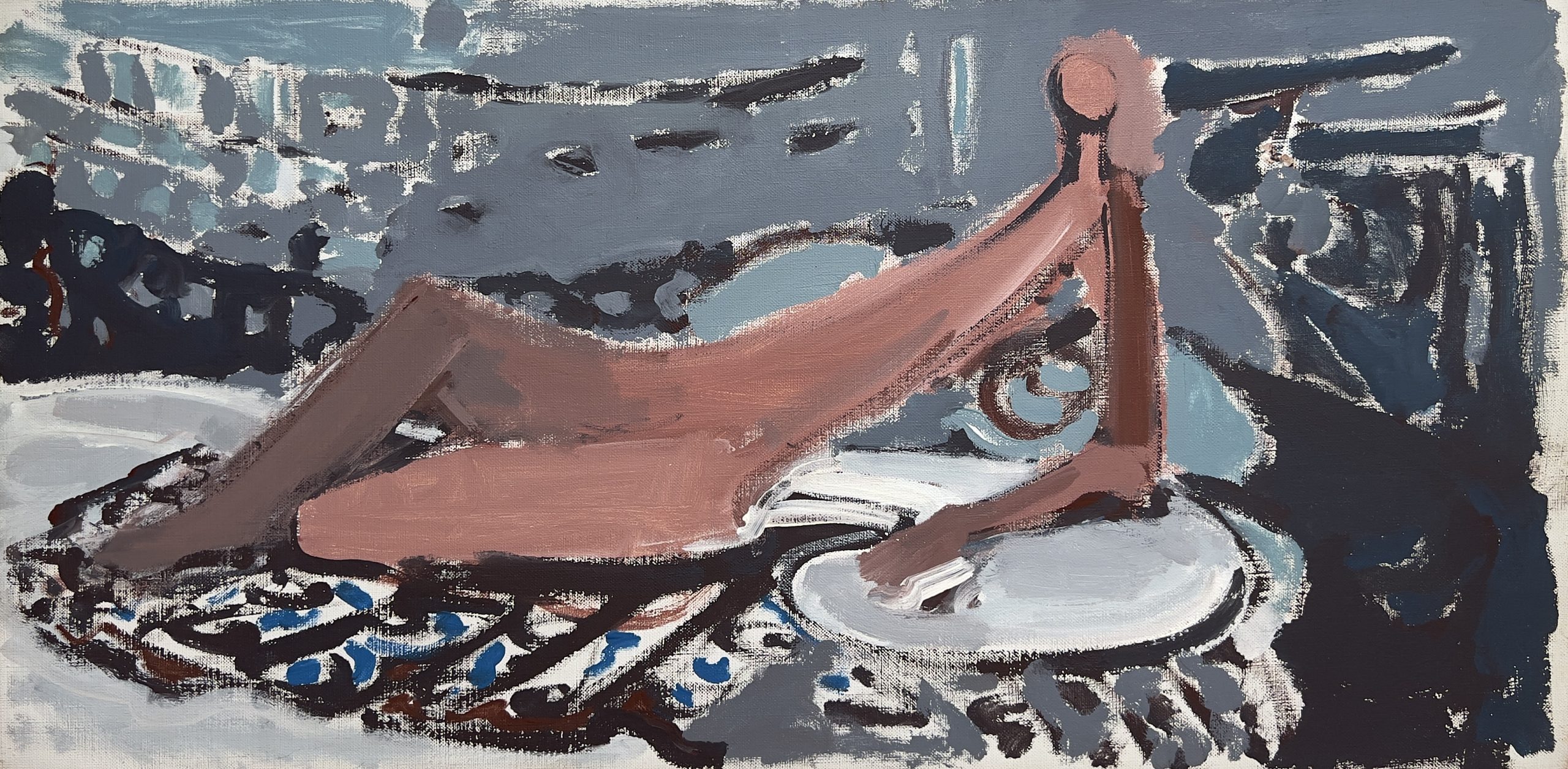 nu-moderne-elisabeth-hahn-gris-bleus-roses-huile-toile.jpg Nu moderne allongé, huile sur toile signée Elisabeth Hahn (XXᵉ siècle), palette gris bleus et roses, style art moderne expressionniste – Galerie à Cannes.