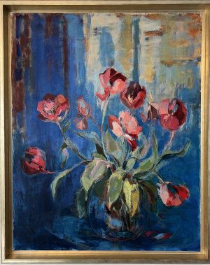 tableau-art-moderne-impressioniste-bouquet-tulipes-rouges-Hahn