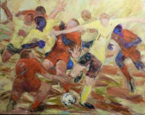 Huile sur toile - LES FOOTBALLEURS - Elisabeth HAHN